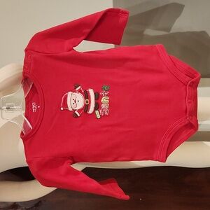 Carter's Boys Embroidered Festive Red Santa Bodysuit